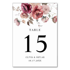 Tarjeta De Mesa Terracota Burgundy Fall Boho Floral Peony Boda