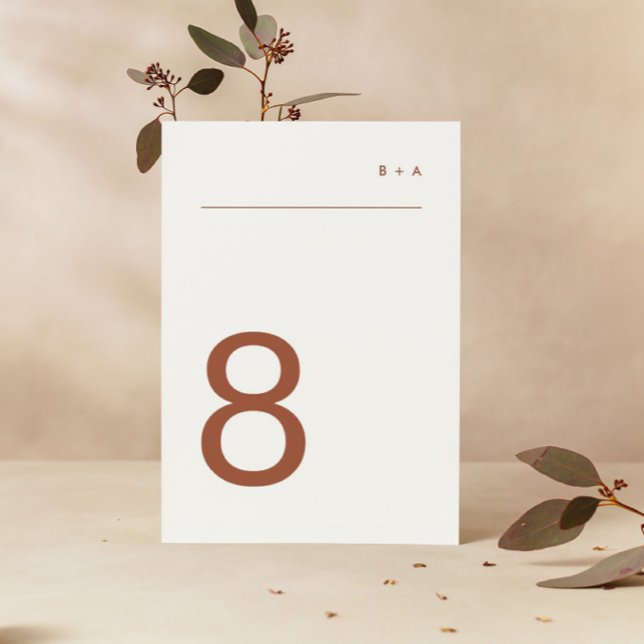 Tarjeta De Mesa Terracota en White Plain Modern Premium Elegante (Subido por el creador)