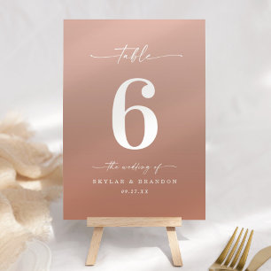 Tarjeta De Mesa Terracota mínima Ombre y Boda rosa Rubor