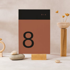 Tarjeta De Mesa Terracota negra Stripe Moderno Premium Elegante