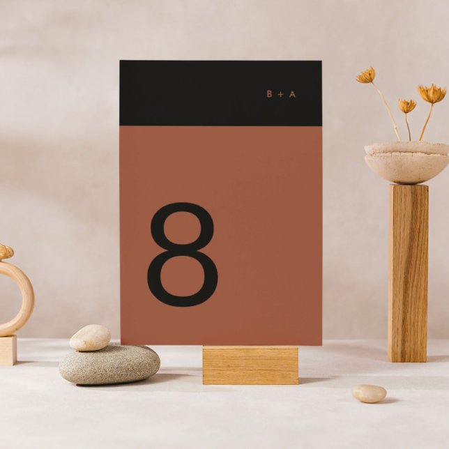 Tarjeta De Mesa Terracota negra Stripe Moderno Premium Elegante (Subido por el creador)