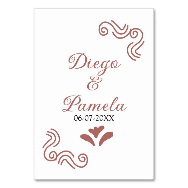 Tarjeta De Mesa Terracota pareja de bodas rústicos negros de Españ (Anverso)