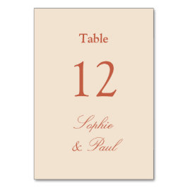 Tarjeta De Mesa Terracota Straw Beige Boda Número de tabla