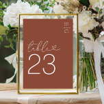 Tarjeta De Mesa Terracotta Boda de monograma moderno<br><div class="desc">Números mínimos de tabla de boda de terracota con sus iniciales en la esquina superior derecha,  la palabra 'tabla' en un elegante tipo de letra de guión que incorpora un corazón de amor y el número.</div>