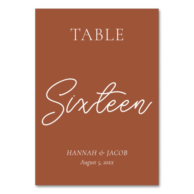 Tarjeta De Mesa Terracotta Boda Dieciséis (Anverso)