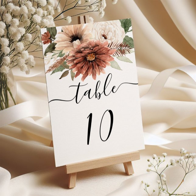 Tarjeta De Mesa Terracotta Boho Boda Floral (Subido por el creador)