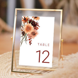 Tarjeta De Mesa Terracotta Boho Boda: Floral de verano y otoño