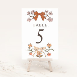 Tarjeta De Mesa Terracotta Boho Bows número de tabla Boda