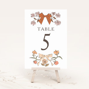 Tarjeta De Mesa Terracotta Boho Bows número de tabla Boda