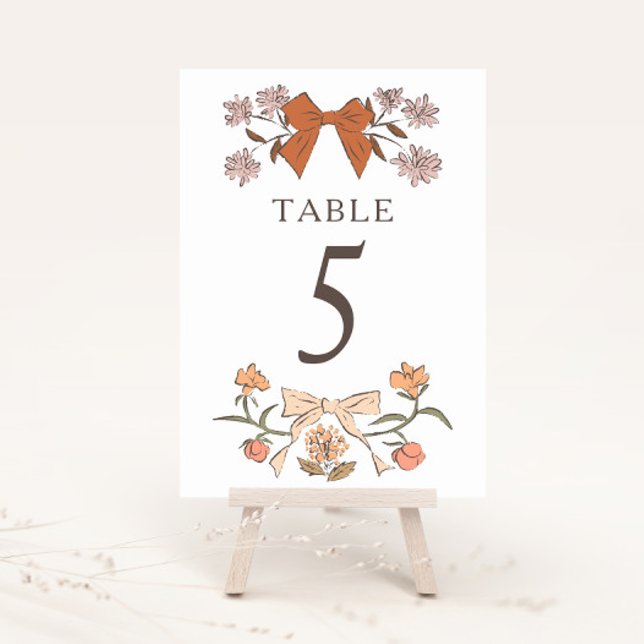Tarjeta De Mesa Terracotta Boho Bows número de tabla Boda (Subido por el creador)