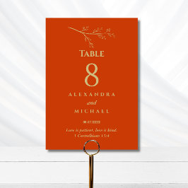 Tarjeta De Mesa Terracotta Botanical Christian Wedding   