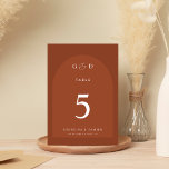 Tarjeta De Mesa Terracotta Coriander Boho Arch Monograma Boda<br><div class="desc">Ayude a sus huéspedes a encontrar sus asientos con esta elegante tarjeta de números de mesa,  que incluye arcos de terracota y detalles editables. Personalizar con facilidad utilizando las opciones "personalizar" y "editar usando la herramienta de diseño".</div>