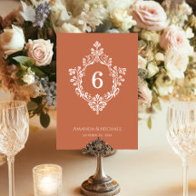 Terracotta Crest Antiguo Elegante Boda