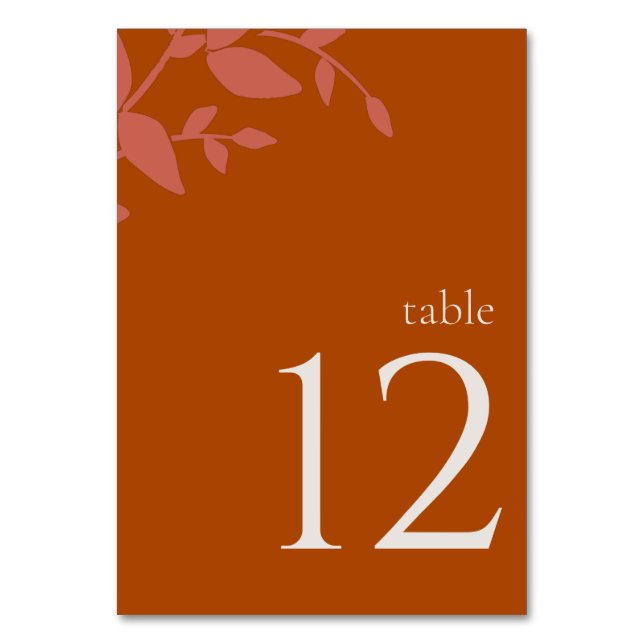 Tarjeta De Mesa Terracotta deja número de tabla Boda moderno (Anverso)