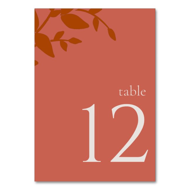 Tarjeta De Mesa Terracotta deja número de tabla Boda moderno (Anverso)