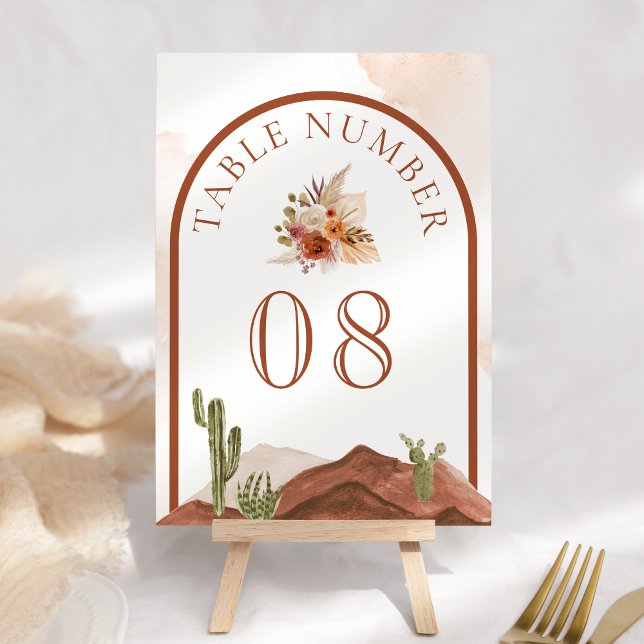 Tarjeta De Mesa Terracotta Desierto Floral Cactus Boda (Subido por el creador)