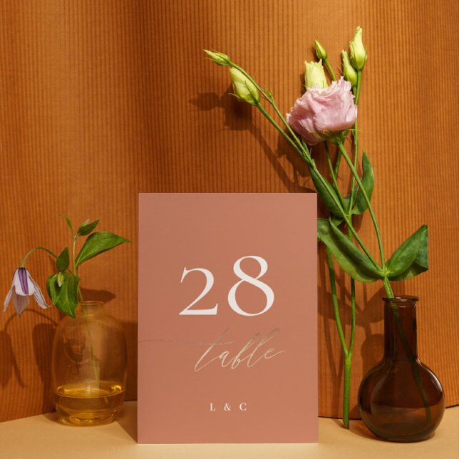 Tarjeta De Mesa Terracotta Dusty Naranja Elegant Boho Gold Boda (Subido por el creador)