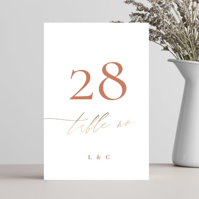 Tarjeta De Mesa Terracotta Dusty Naranja Elegant Boho Gold Boda (Subido por el creador)