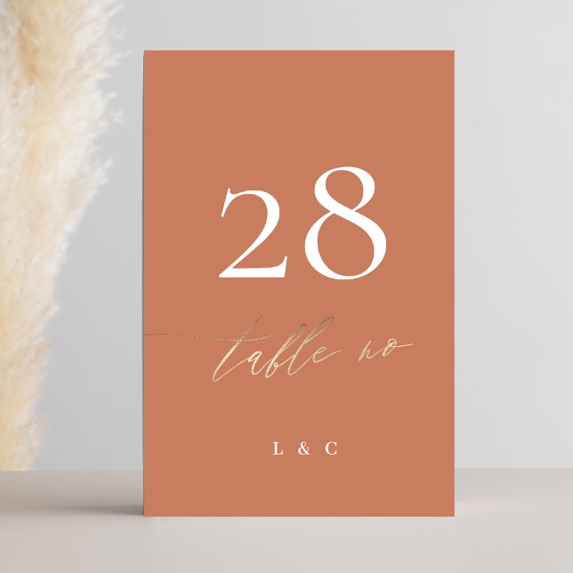 Tarjeta De Mesa Terracotta Dusty Naranja Elegant Boho Gold Boda (Subido por el creador)