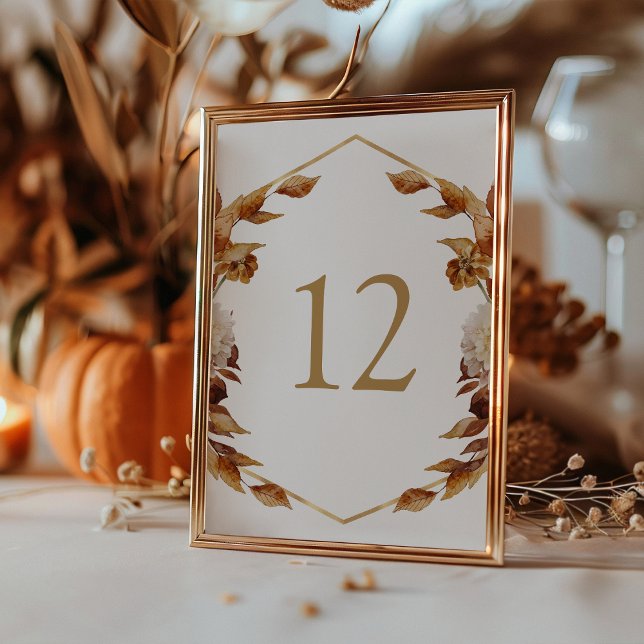 Tarjeta De Mesa Terracotta Fall Watercolor Leaves Wedding (Terracotta Copper Fall Watercolor Leaves Wedding Table Number by Painted Paperie
)