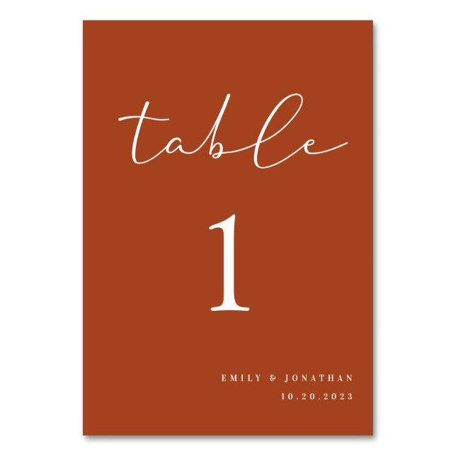 Tarjeta De Mesa Terracotta Fall Wedding (Anverso)