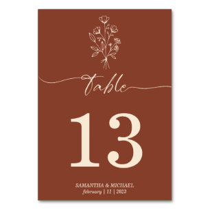 Tarjeta De Mesa Terracotta Firma Botánica Asiento Floral