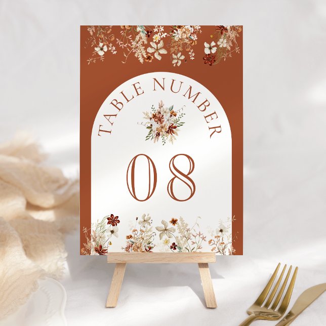 Tarjeta De Mesa Terracotta Floral Flor blanca Boda (Subido por el creador)