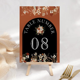 Tarjeta De Mesa Terracotta Floral Flor Silvestre Boda Negro