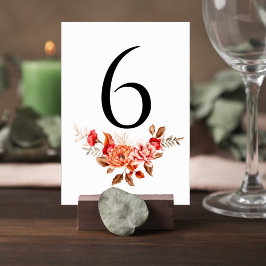 Tarjeta De Mesa Terracotta Floral Wedding Table Number Card