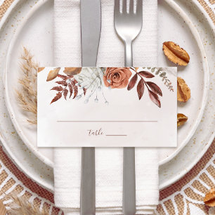 Tarjeta De Mesa Terracotta Flores de óxido Boho Fall Boda