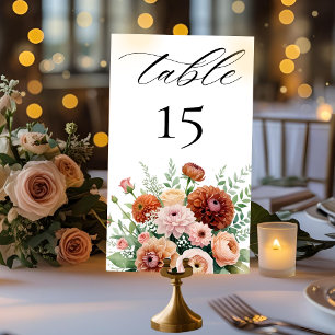 Tarjeta De Mesa Terracotta Rust Dahlia Sage Boda de Flores Verdes