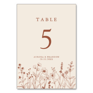 Tarjeta De Mesa Terracotta Rustic Floral Fall Wildflower Boda