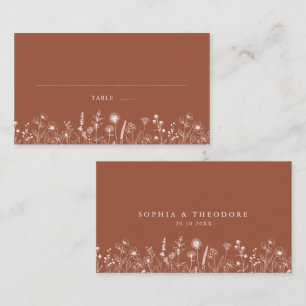 Tarjeta De Mesa Terracotta Rustic Floral Fall Wildflower Boda