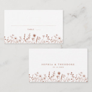 Tarjeta De Mesa Terracotta Rustic Floral Fall Wildflower Boda