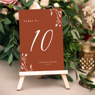 Tarjeta De Mesa Terracotta rústica Wildflowers Boho Boda