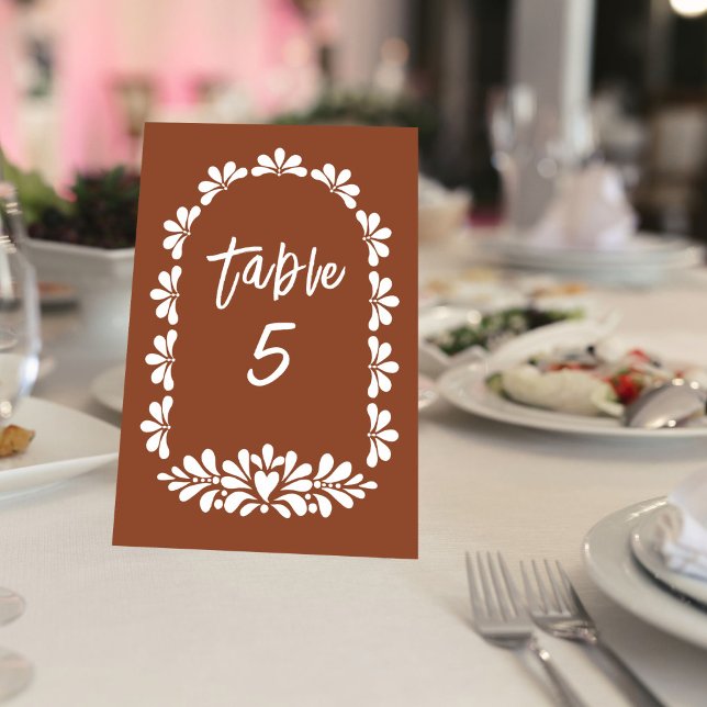 Tarjeta De Mesa Terracotta talavera (Mexican fiesta party terracotta talavera table number cards talavera table decor party supplies)