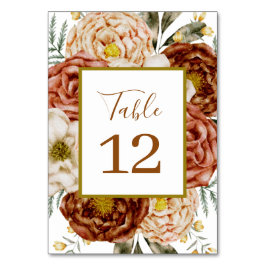Tarjeta De Mesa Terraqueta floral neutra de Boho