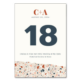 Tarjeta De Mesa Terrazzo Slab Boda de doble cara