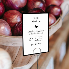 Tarjeta De Mesa Texas Farmers Market Food Name Card