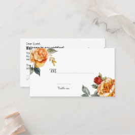 Tarjeta De Mesa Texto encantador @ back Marble Dreams Naranja Rosa