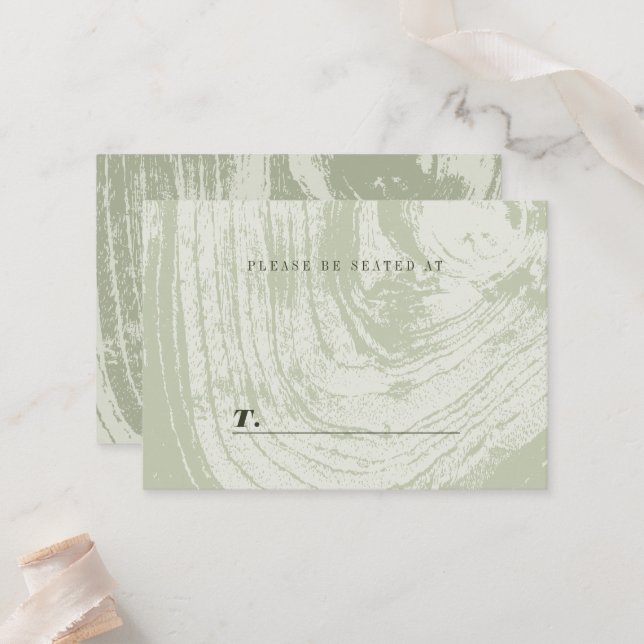 Tarjeta De Mesa Textura de madera rústica verde boda de primavera (Anverso/Reverso In Situ)