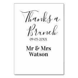 Tarjeta De Mesa Thanks a brunch post wedding name date simple
