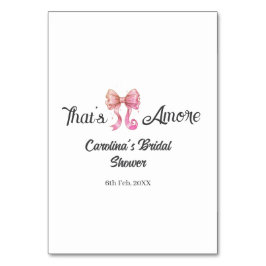 Tarjeta De Mesa that's amore bridal shower pink retro bow boho nam
