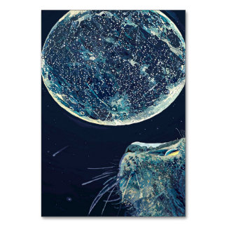 Tarjeta De Mesa The moon and the cat |Cat Lover