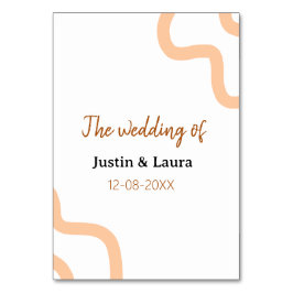 Tarjeta De Mesa The wedding of add bride groom name date peach