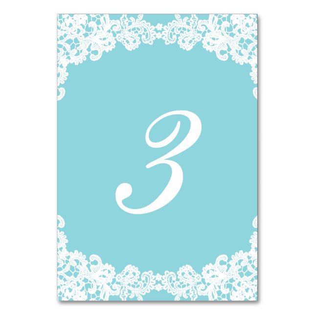 Tarjeta de mesa Tiffany/Mint blue elegante lace bo (Reverso)