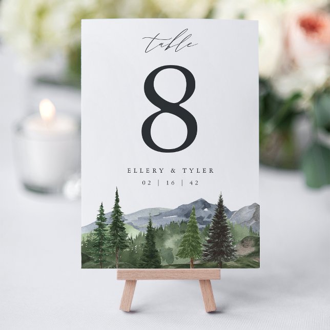 Tarjeta De Mesa Timberline | Boda Forestal de Montaña Personalizad (Subido por el creador)