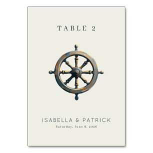 Tarjeta De Mesa Timón de Barco de Madera Gris Náutico