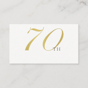 TARJETA DE MESA TIPOGRAFÍA BLANCA DE ORO SIMPLE Y ELEGANTE 70 CUMP