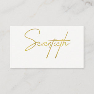 TARJETA DE MESA TIPOGRAFÍA BLANCA DE ORO SIMPLE Y ELEGANTE 70 CUMP